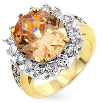 Champagne Oval Cut Crystal and Pave Blue Luster Diamonds Champagne Oval Cut Crystal and Pave Blue Luster Diamonds
